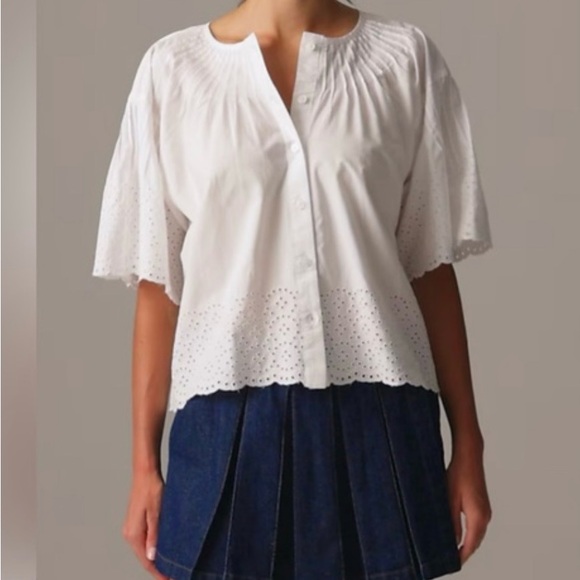 J Crew Jolie top in eyelet cotton poplin top XXS - Picture 1 of 8